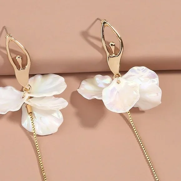 GOLD Pearl Drop Ballet Earrings Fashion Jewelry - Picture 5 of 5